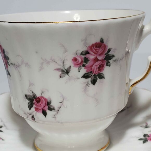Princess House Teacup and Saucer Pink Roses Vintage - Picture 3 of 8